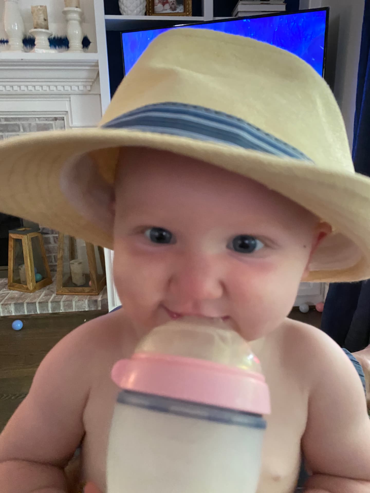Kevin's daughter in a sun hat